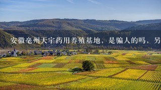 安徽毫州天宇药用养殖基地，是骗人的吗，另外想养点东西蝎子这些的，要求是真的哦