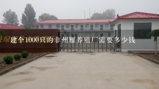 建个1000只的非州雁养殖厂需要多少钱