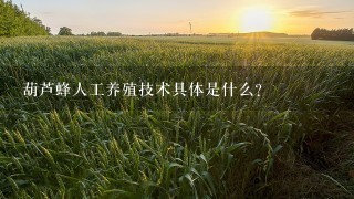 葫芦蜂人工养殖技术具体是什么？