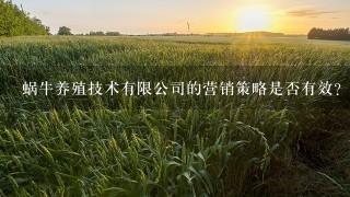 蜗牛养殖技术有限公司的营销策略是否有效