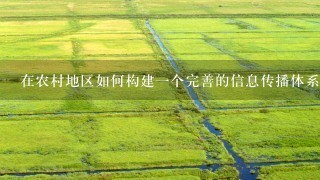 在农村地区如何构建一个完善的信息传播体系以推动本地区的农产品销售增长